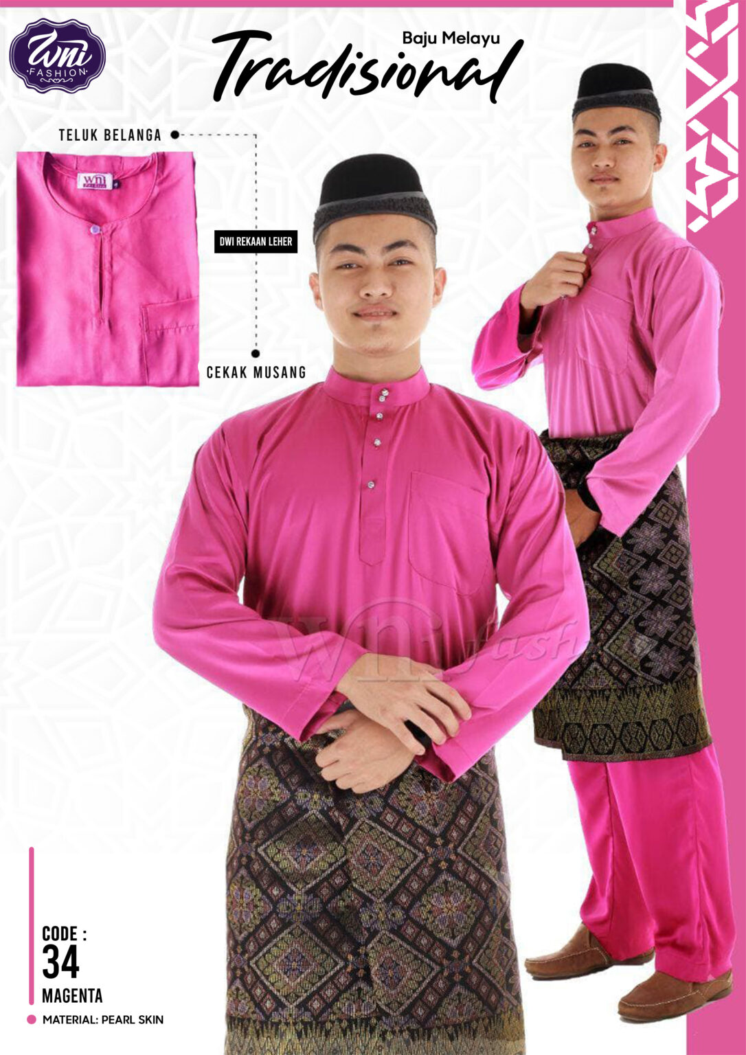 Baju Melayu Tradisional MAGENTA WNI FASHION