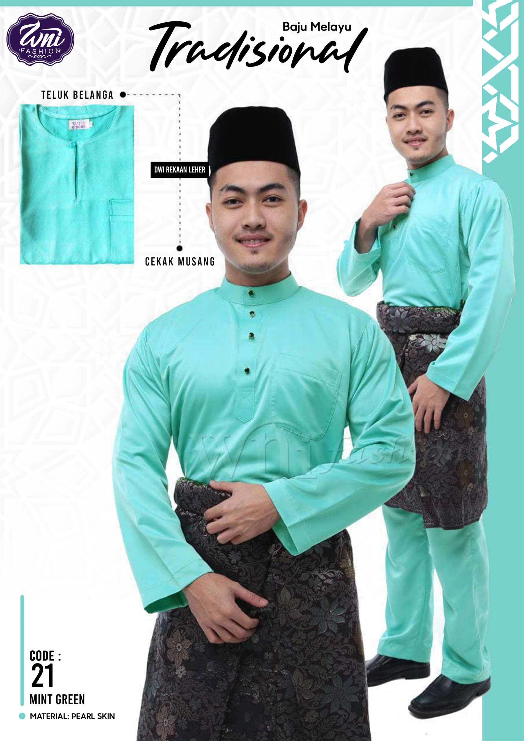  Baju  Melayu  Warna  Hijau Mint